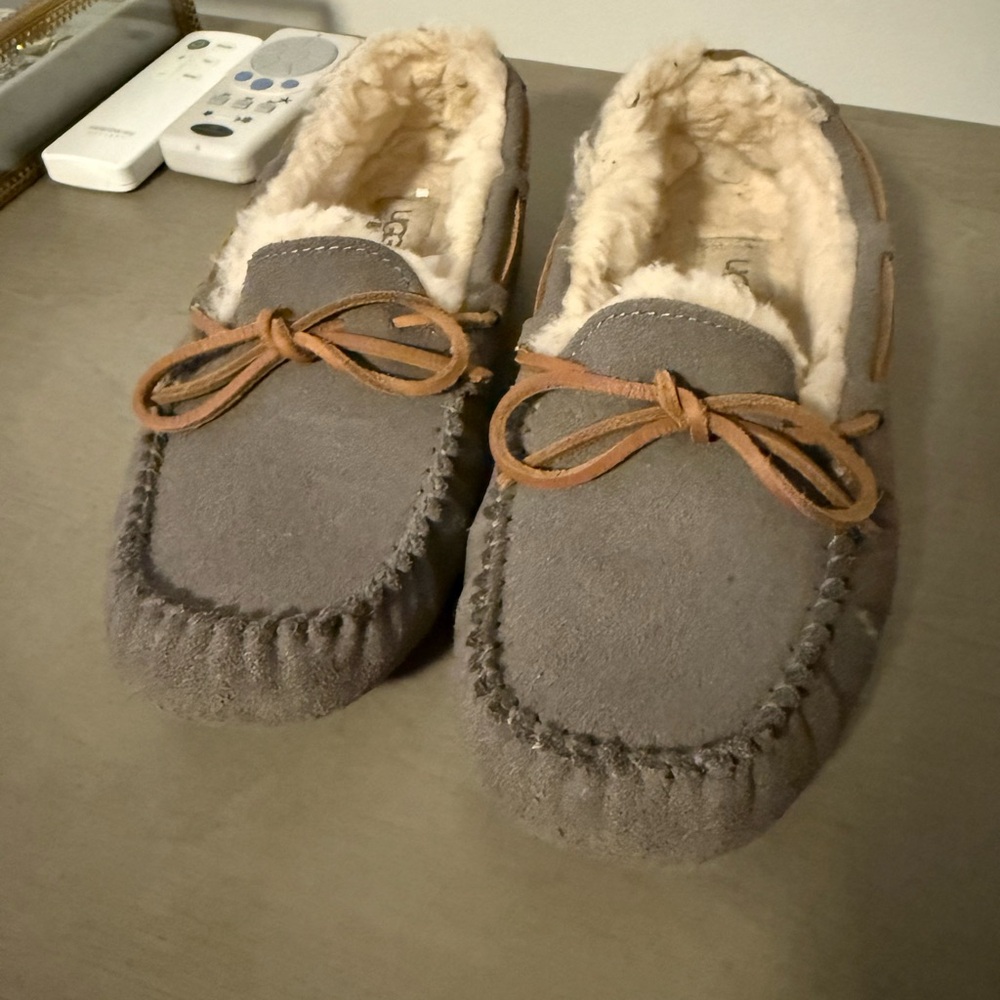 UGG Gray Suede Moccasin Slippers